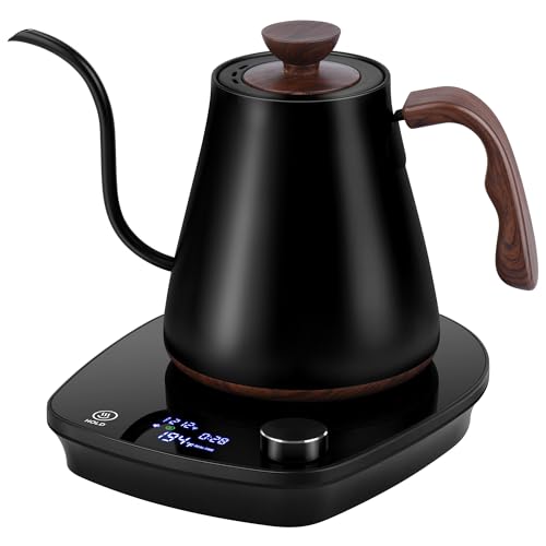 YDDZZM Black Gooseneck Electric Kettle with Temperature Control 0.9L 1000W