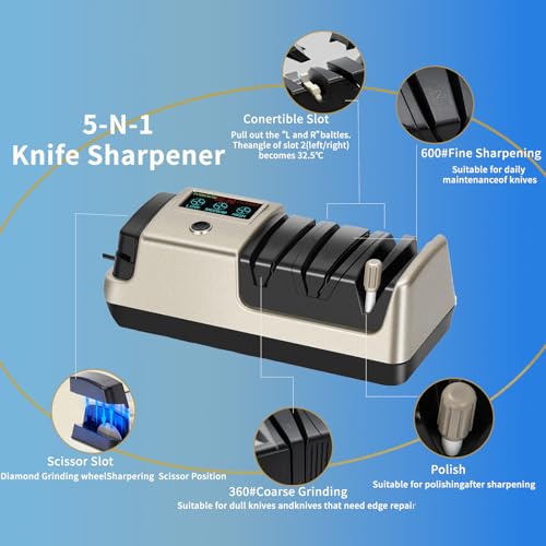 5-in-1 Electric Knife Sharpener for Kitchen Knives, Scissor with