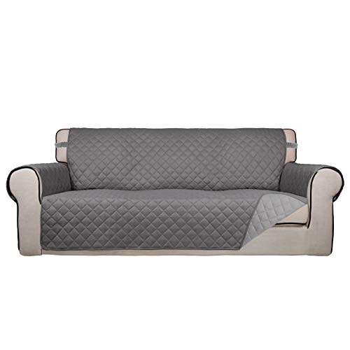 PureFit Reversible Quilted Couch Cover for Dogs Oversized Sofa 78” Gray Light Gray