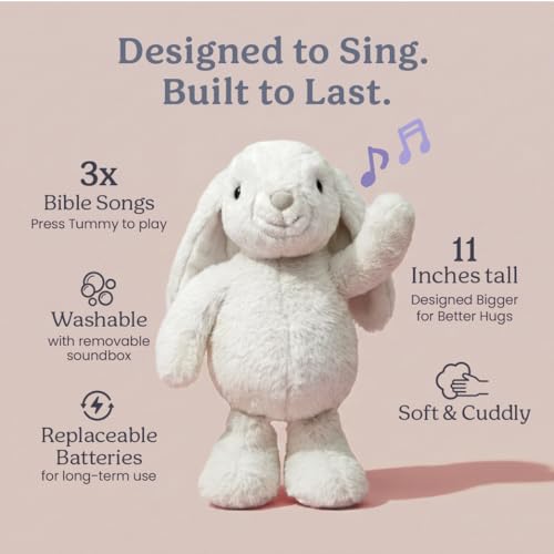 Praise Bunny Christian Gift Set for Kids - 3 Songs, Prayer Book & Keepsake Box