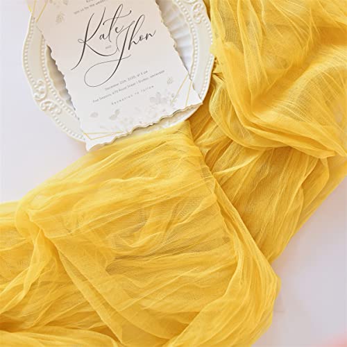 Joanlody 6 Pack Yellow Cheesecloth Table Runners 10ft Fall Wedding Party Decor