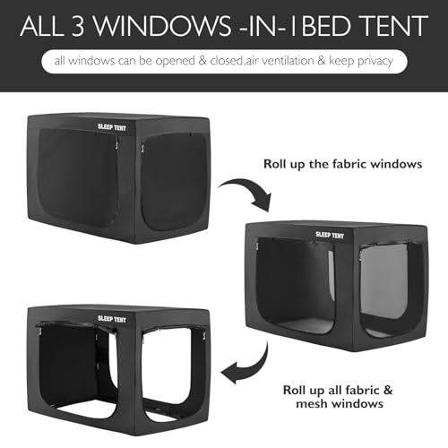 Borna Twin Size Blackout Bed Tent Canopy with 3 Doors for Kids & Adults