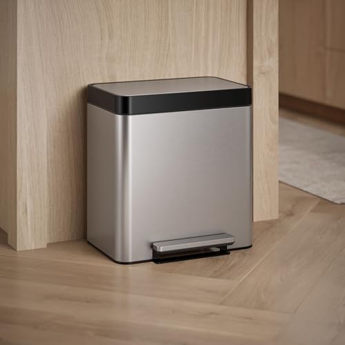 Kohler 20942-ST 8 Gallon Compact Hands-Free Stainless Steel Trash Can with Foot Pedal