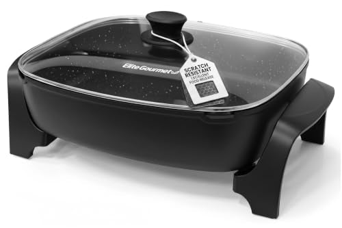 Elite Gourmet 10.5 Qt Nonstick Electric Skillet - Extra Deep 16x13 Inch, Dishwasher Safe