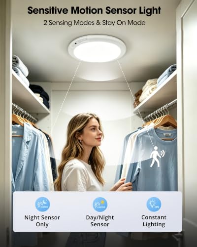 Supokeh 2 Pack Rechargeable Ceiling Lights with Motion Sensor and Magnetic Mount – White