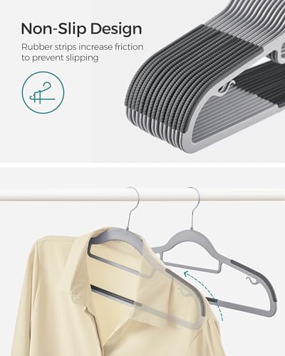 Space-Saving Plastic Coat Hangers Pack of 50 - Light Gray & Dark Gray