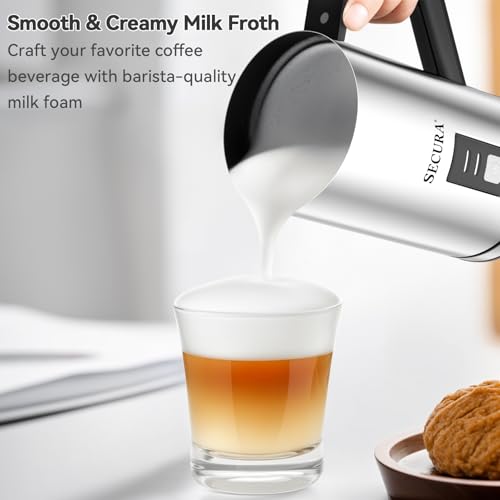 Secura 8.4oz Stainless Steel Milk Frother Automatic Hot & Cold Foam Maker