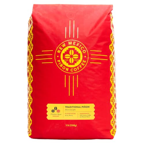 New Mexico Piñon Coffee - Traditional Ground Piñon Flavor, 80oz, 5 Pound Bag