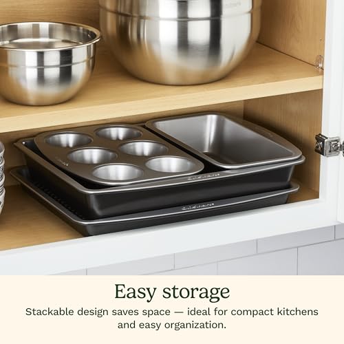 5-Piece Stackable Ceramic Nonstick Bakeware Set - Oven Safe Kitchen Baking