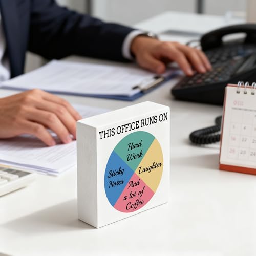 Funny Desk Decor Box – Humorous Office Quote Wood Gift for Work