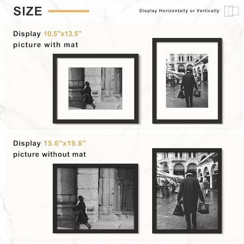 Picrit 16x20 Black Picture Frame Set of 7 - Wall Decor, Mat Optional