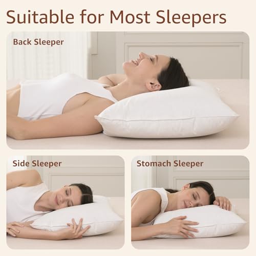 King Size Goose Feather and Down Pillow Set of 2 - Hotel Quality Bed Pillows