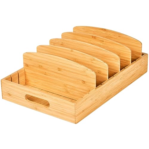 X-Large Bamboo Food Container Lid Organizer for Kitchen Cabinets