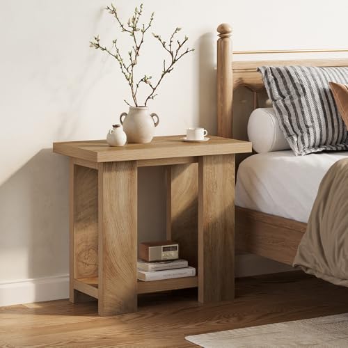 LITTLE TREE 2-Tier Side Table, Farmhouse End Table with Storage