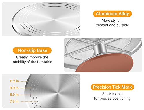 Kootek 12-Inch Aluminum Cake Turntable for Decorating & Baking Kit