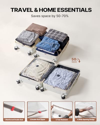 Vacuum Seal Bags Set with Wireless Mini Pump - 16 Pcs Travel Storage + Cordless Pump