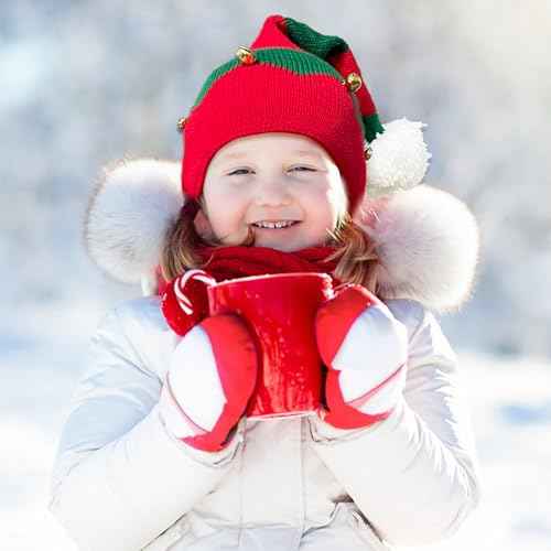 Elf Hat for Kids£¬Christmas Elf Knitted Hat Xmas Beanie Knit Cap for Children (1 to 6 Years Old)