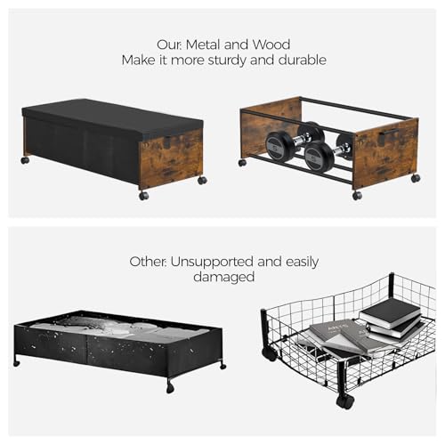 Under Bed Drawers on Wheels - Quadruple Size Rustic Brown Heavy Duty Storage