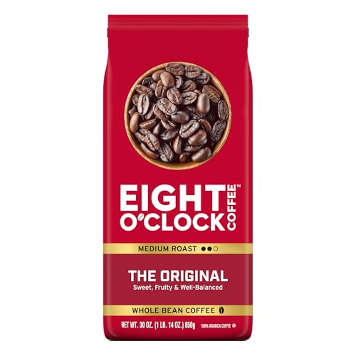 Unflavored Whole Bean Coffee - Medium Roast, 30 Ounce Pack of 4 - Well-Balanced & Fruity Flavor
