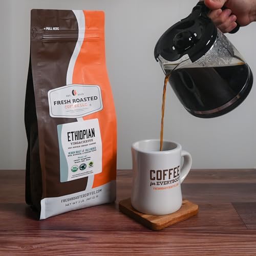 Organic Ethiopian Yirgacheffe Whole Bean Coffee - 2 lb Light Roast, USDA & Fair Trade Certified