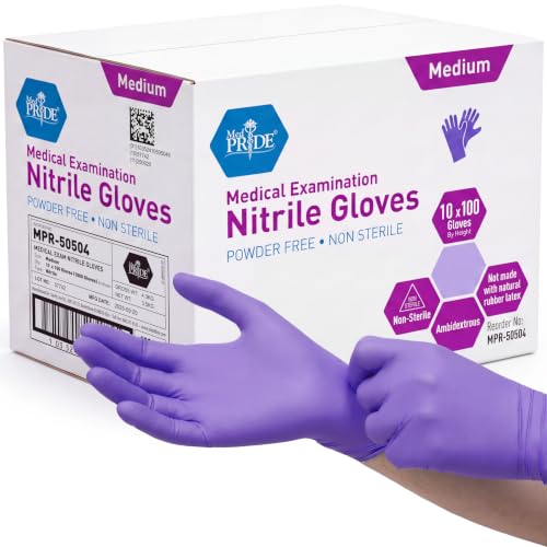 MedPride Powder-Free Nitrile Exam Gloves - Medium, Case of 1000