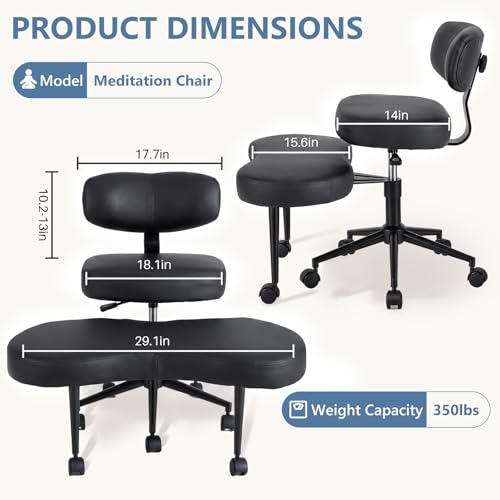 DUMOS Black ADHD Meditation Chair with Adjustable Backrest & Footstool - Cross-Legged Office & Yoga Seat