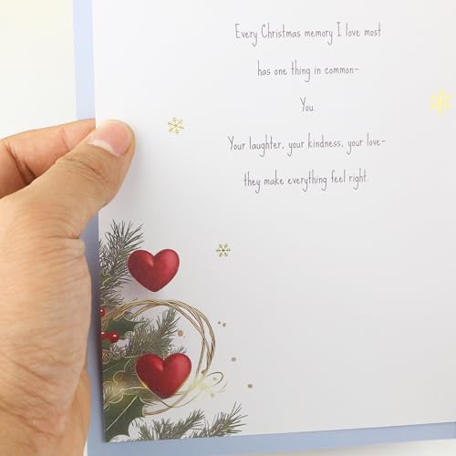 Wife Christmas Card - Gold Foil Double-Layer Holiday Greeting with Envelope & Seal