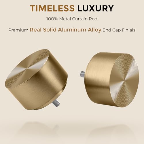 Wolistsa Heavy Duty Antique Brass Curtain Rod 36-184 Inch Warm Gold - Single Pack, Adjustable & Seamless