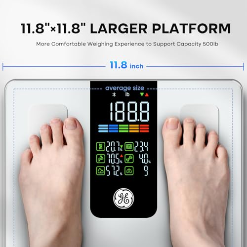 White GE Smart Body Composition Scale 11.8-Inch Large Platform 500lb Capacity