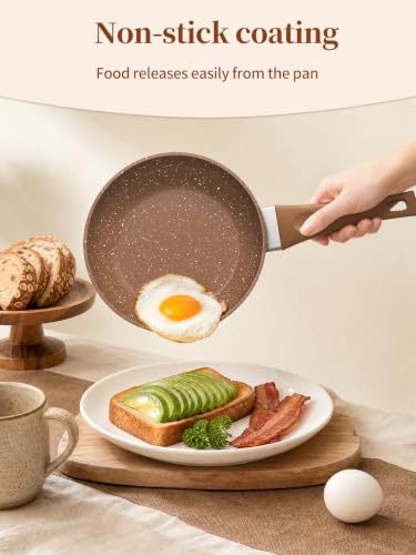 Innerwell Nonstick Ceramic Frying Pans Skillet Set with Lids - Gold, 8/9.5/11 inch