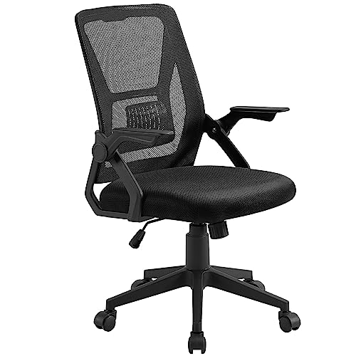 VECELO Mid-Back Mesh Ergonomic Office Chair with Adjustable Arms - Black