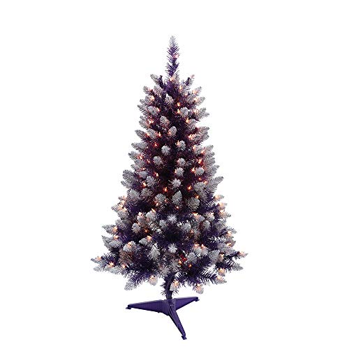 Puleo International 4' Purple Pine Artificial Christmas Tree with 150 Clear Lights - Pre-Lit Holiday Decor
