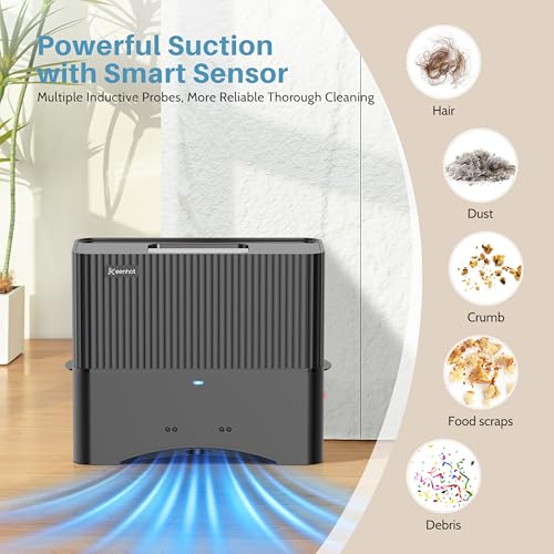 Touchless Vacuum Automatic Dustpan - Black, 20KPa Suction, Compact Baggless Design