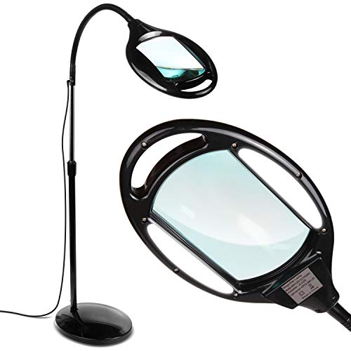 Brightech LightView Pro Floor Lamp with 3 Diopter Magnifier - Hands-Free LED Reading & Work Light, Black