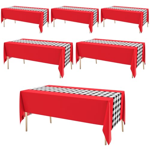 Oudain Red Gingham Checkered Table Runner 3 Pieces for Parties & Events