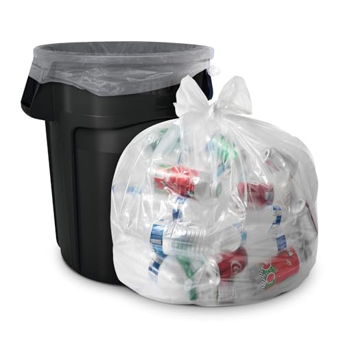 Aluf Plastics 55-60 Gallon Clear Trash Bags - 100 Bags, 1.5 Mil