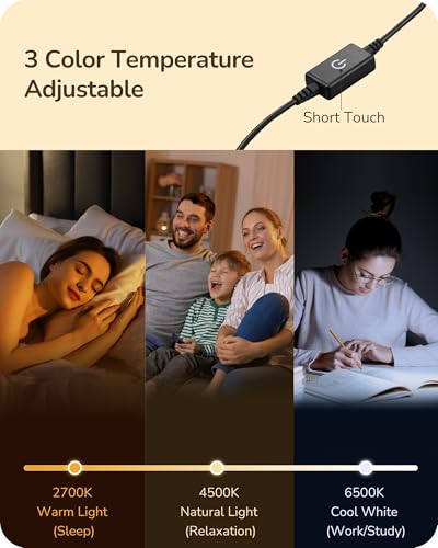 EDISHINE Gold Dimmable LED Table Lamp with Touch Control & Soft Silicone Shade