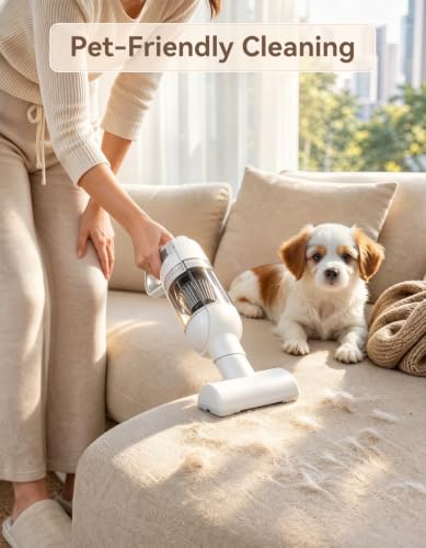 Cordless Handheld Vacuum Cleaner with 20,000 Pa Suction - White - Rechargeable Car & Home Cleaner