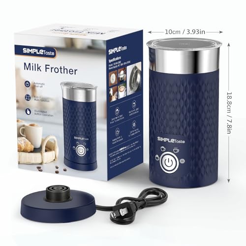 SIMPLETASTE 4-in-1 Electric Milk Frother & Steamer - Navy