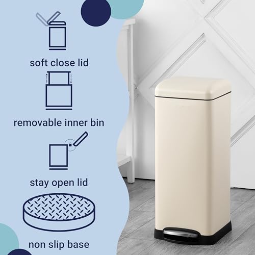 happimess Betty Retro 8-Gallon Step-Open Trash Can with Soft-Close Lid - Almond