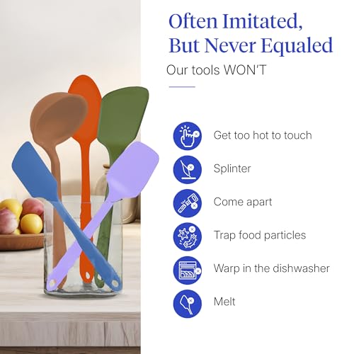 Silicone Kitchen Utensils Set - 5-Piece Mediterranean Cooking Tools - Heat-Resistant & Dishwasher Safe