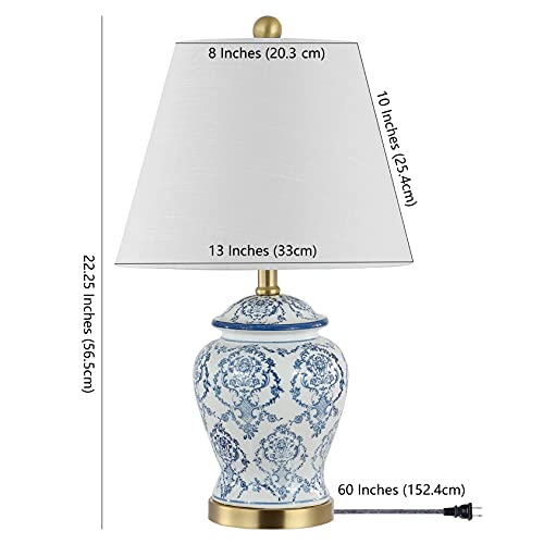 Juliana Chinoiserie Ceramic Table Lamp - Blue and White Urn Style, 22.25"
