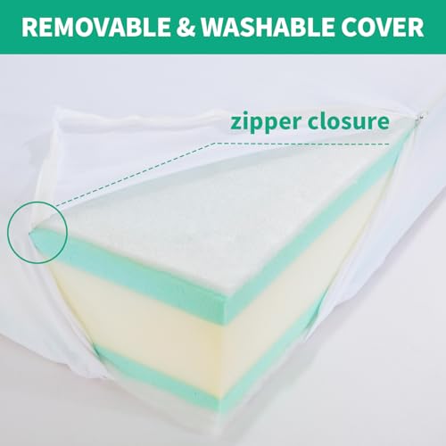 White Memory Foam Couch Cushion Replacement - 6 Inch Thick, 24x27 Inches - Supportive Sofa Insert with Removable Cover