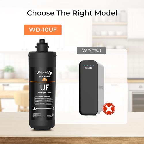 Waterdrop WD-10UF Water Filter Replacement for TSA-UF & TSB-UF, Black