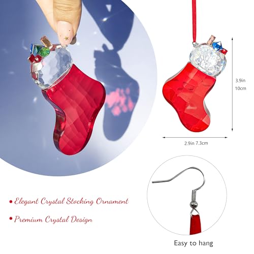 QFkris Crystal Christmas Stocking Ornament - Tree Decor, Festive Stocking, Glass Pendant, Holiday Gift (Sock Variant)