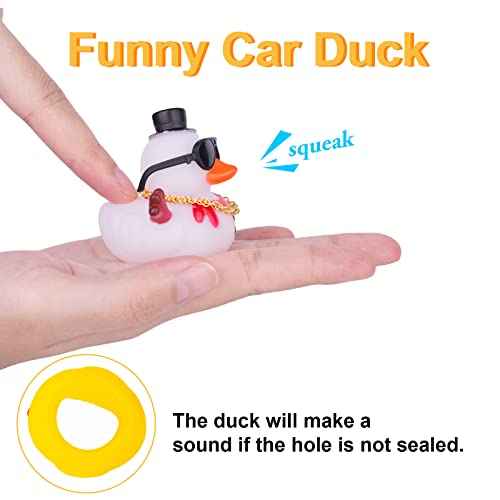 Christmas Rubber Ducks Car Ornaments Snowman Duck Car Dashboard Decorations with Sunglasses Necklace for Winner Home Christmas Decor(A-Snowman)