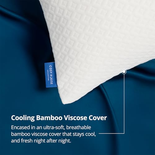 Queen White Rayon Bamboo Memory Foam Pillow - Adjustable & Cooling
