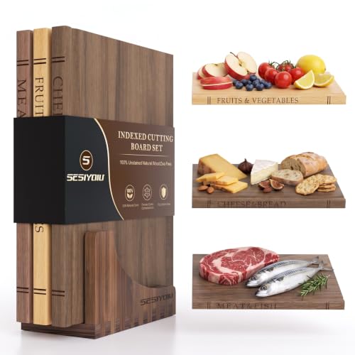 Acacia Wooden Book-Shaped Cutting Board Set for Kitchen & Decor, 3pcs