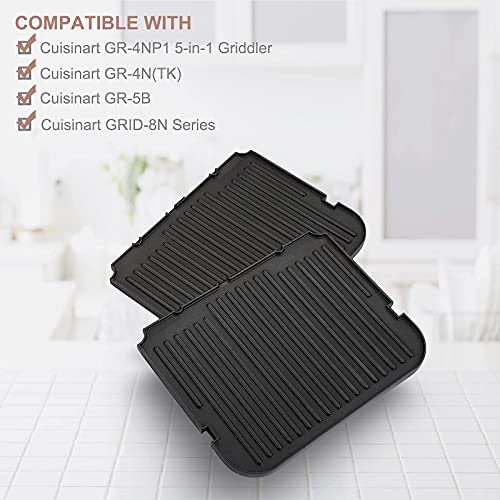 Large Reversible Grill & Panini Press Replacement Plates for Cuisinart Griddler