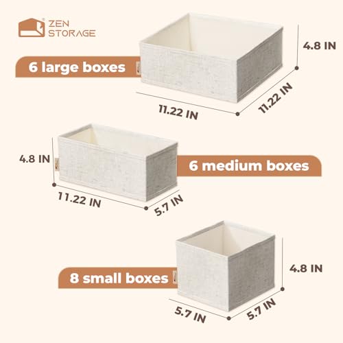 Cotton Linen Baby Drawer Organizers - 20 Pack Beige Linen Nursery Storage
